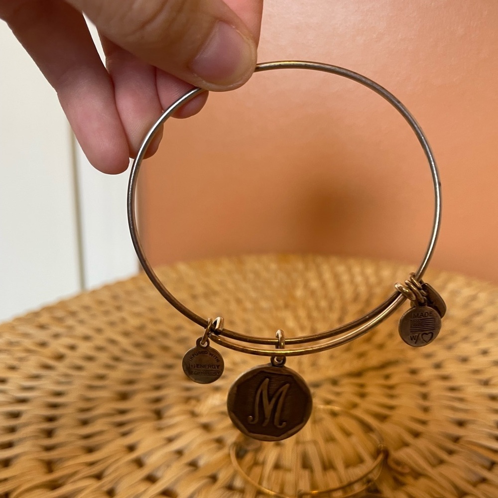 Alex & Ani “M” Initial Expandable Bangles Set of 2 - Picture 2 of 5
